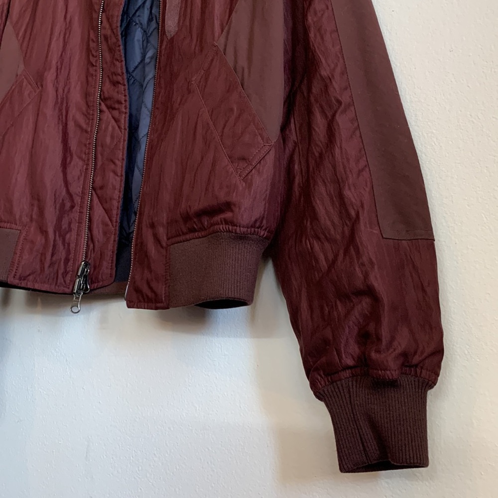 NWOT Vince REVERSIBLE 5-pkt Flight Jacket Navy Quilted  and Merlot Patchwork - Picture 9 of 12